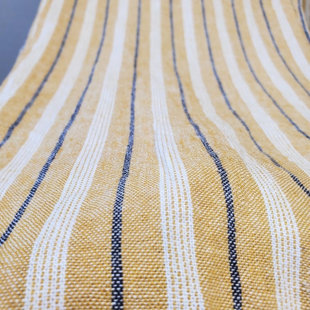 Per Se Linen Blend Striped Pants Womens L Yellow White Drawstring Casual Resort - Picture 5 of 13